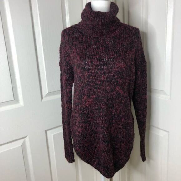 TREASURE & BOND Wool Turtleneck Sweater In Burgundy Rhode Combo XS - Picture 2 of 9